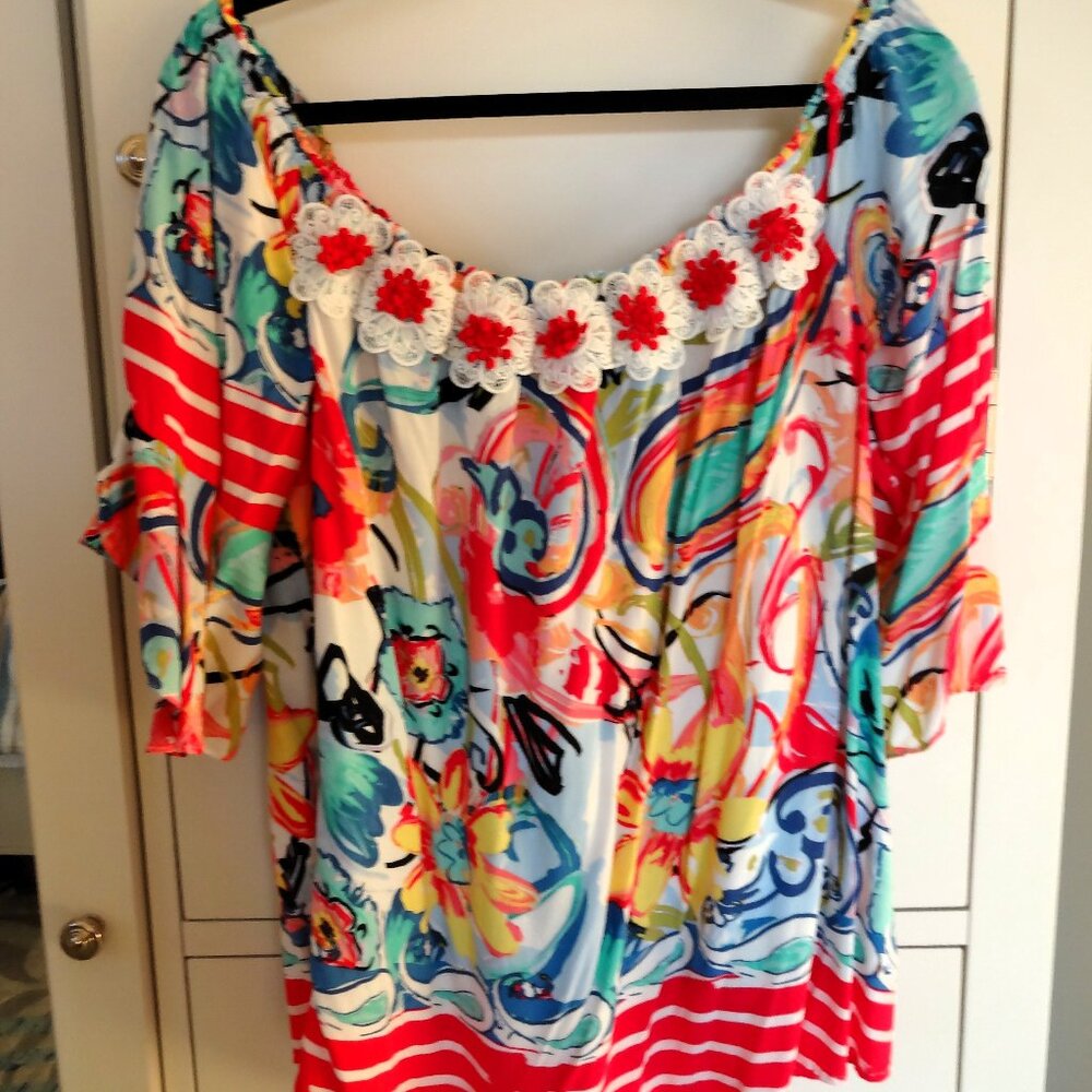 Melissa Paige Off the Shoulder Floral Top, Size XL